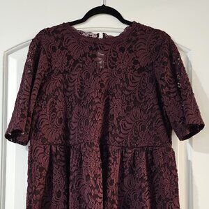 Torrid Babydoll Lace High Neck Short Sleeve Top, NWOT
